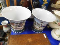 PAIR OF MODERN STREET DECORATED FLARED PLANTERS