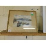 A L R CALDERWOOD, SIGNED WATERCOLOUR, "APPIN PIER, PORT APPIN", 17 X 24CM