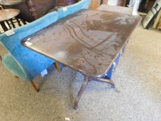 19TH CENTURY MAHOGANY TRIPOD TABLE WITH RECTANGULAR TOP AND TURNED COLUMN