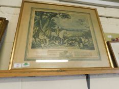 FRAMED FRENCH HUNTING INTEREST PRINT