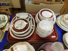 TRAY OF SIMPSONS ROTHESAY DINNER SERVICE INCLUDING TUREEN, GRAVY BOAT, SOUP DISHES, PLATES ETC