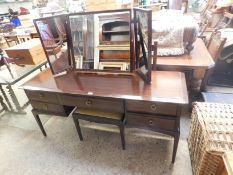 STAG MINSTREL TRIPLE MIRROR BACK DRESSING TABLE TOGETHER WITH A FURTHER STOOL