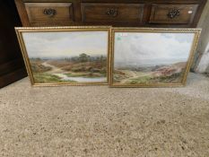 AFTER JOSEPH POWELL, PAIR OF COLOURED PRINTS, EXTENSIVE LANDSCAPES, 48 X 70CM (2)