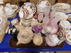 TRAY CONTAINING MIXED GLASS WARES, A FIGURE OF A DANCER ETC