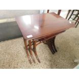 REPRODUCTION MAHOGANY NEST OF THREE TABLES