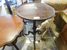 REPRODUCTION MAHOGANY WINE TABLE TOGETHER WITH A FURTHER VICTORIAN WHITE PAINTED REVOLVING PIANO