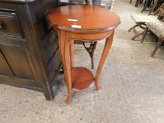 TEAK EFFECT CIRCULAR SIDE TABLE