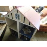 LARGE WOODEN DOLLS HOUSE TOGETHER WITH VARIOUS PACKS OF INTERIOR FURNISHINGS WIDTH 100CM, HEIGHT