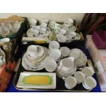 TWO TRAY PART SETS DOULTON PASTORAL TEA WARES, COLCLOUGH IVY DECORATED TEA WARES ETC