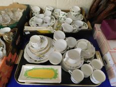 TWO TRAY PART SETS DOULTON PASTORAL TEA WARES, COLCLOUGH IVY DECORATED TEA WARES ETC