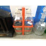GOOD QUALITY GLASS WATER BOTTLES AND HOLDER