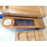 TEAK CASED ARCH TOP SILVER DIAL LONG CASE CLOCK WITH FULL PANEL GLAZED DOOR