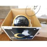 WELTRON RETRO RADIO AND 8-TRACK PLAYER IN SPHERICAL PLASTIC CASE, MODEL NO 2001, TOGETHER WITH A BOX