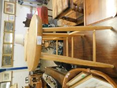 PAIR OF BEECHWOOD CIRCULAR TOP STOOLS