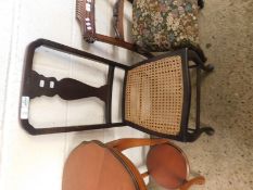 EDWARDIAN MAHOGANY SPLAT BACK BEDROOM CHAIR WITH CANE SEAT