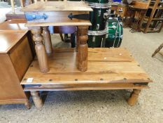 EASTERN HARDWOOD RECTANGULAR COFFEE TABLE AND A FURTHER SQUARE EXAMPLE (2)