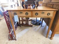 MAHOGANY TWO DRAWER SIDE TABLE ON TAPERING SQUARE LEGS