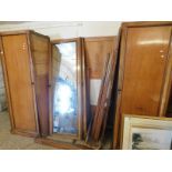 19TH CENTURY MAHOGANY BREAK FRONT WARDROBE CENTRALLY FITTED WITH TWO MIRRORED DOORS FLANKED EITHER