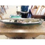 VINTAGE PAINTED AND WOODEN FRAMED STEAM BOAT (AF)