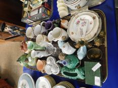 TRAY ASSORTED CHINA WARES, NOVELTY STORAGE JARS ETC