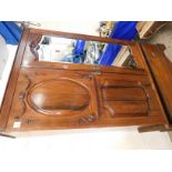LARGE CARVED WALNUT WARDROBE WITH BEVELLED EDGED MIRROR, WIDTH 118CM