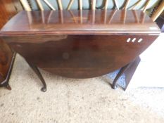 GEORGIAN MAHOGANY CIRCULAR DROP LEAF TABLE RAISED ON FOUR PAD FEET WITH INLAID PANEL