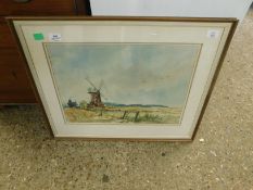 ROY SEVILLE, SIGNED WATERCOLOUR, CLEY MILL, 36 X 49CM