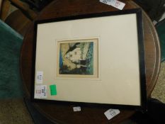 UNKNOWN (20TH CENTURY) "STREATLEY MILL", COLOURED ETCHING, INDISTINCTLY SIGNED AND INSCRIBED WITH