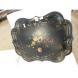 GOOD QUALITY LARGE PAPER MACHE TRAY WITH PAINTED DECORATION