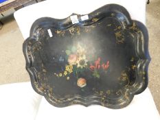 GOOD QUALITY LARGE PAPER MACHE TRAY WITH PAINTED DECORATION