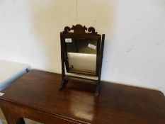 19TH CENTURY MAHOGANY DRESSING TABLE MIRROR WITH SWAN NECK PEDIMENT