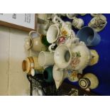 MIXED FLOWER ENCRUSTED VASES, JUGS ETC (QTY)