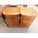 PAIR OF PINE BOW FRONTED BEDSIDE CHESTS