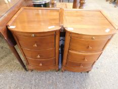 PAIR OF PINE BOW FRONTED BEDSIDE CHESTS