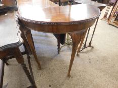 MODERN YEW WOOD DEMI LOOM SIDE TABLE RAISED ON THREE PAD FEET