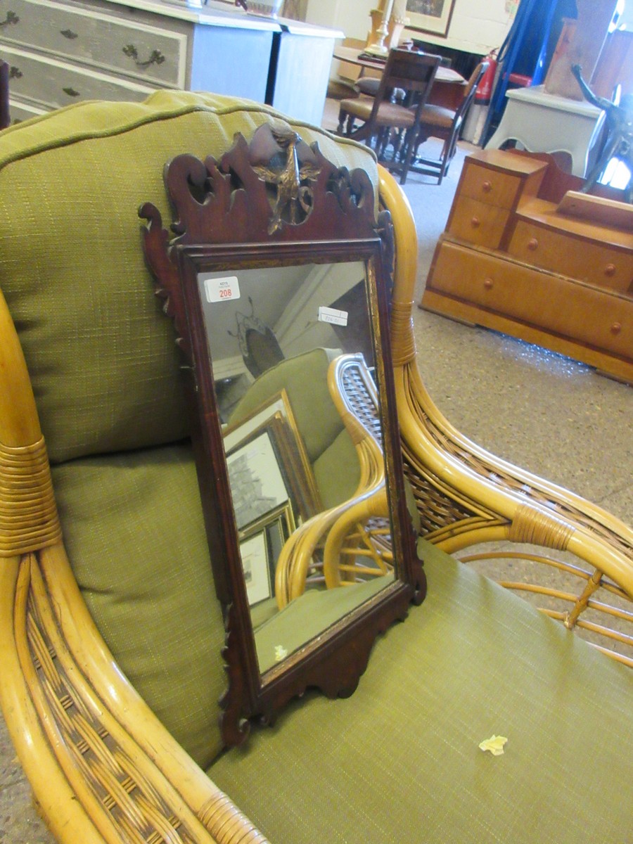 GEORGIAN MAHOGANY FRETWORK WALL MIRROR WITH HO-HO BIRD DECORATION