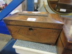 ROSEWOOD SARCOPHAGUS FORMED TEA CADDY (A/F)