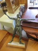 REPRODUCTION BRONZE MODEL OF A NUDE GENT (A/F)