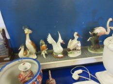 AUSTRIAN MODEL OF PELICANS TOGETHER WITH A FURTHER MODEL OF FLAMINGOS, SWAN, KINGFISHER ETC (5)