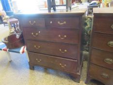 GEORGIAN MAHOGANY STRAIGHT FRONTED TWO OVER THREE FULL WIDTH DRAWER CHEST WITH BRASS SWAN NECK