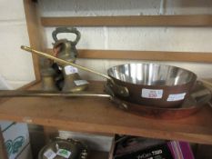 GOOD QUALITY COPPER SAUCEPAN AND FRYING PAN WITH BRASS HANDLE