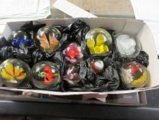 BOX OF MIXED PAPERWEIGHTS