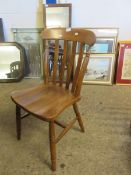 SET OF FOUR BEECHWOOD HARD SEATED STICK BACK KITCHEN CHAIRS