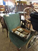 PAIR OF GREEN DRALON UPHOLSTERED BEDROOM CHAIRS