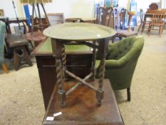 BRASS TRAY TOP BENARES TOP TABLE ON A BARLEY TWIST STAND