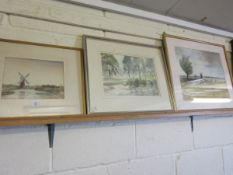 THREE WATERCOLOURS OF COUNTRYSIDE VIEWS