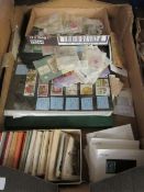 BOX CONTAINING MIXED STAMPS ETC