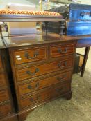 REPRODUCTION MAHOGANY SMALL BACHELOR'S CHEST OF TWO OVER THREE FULL WIDTH DRAWERS WITH CAST HANDLES