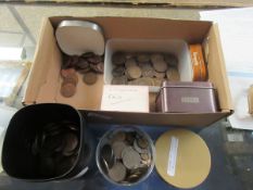 BOX OF MIXED COINAGE, PENNIES ETC