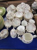 LARGE QUANTITY OF MINTON ANCESTRAL DINNER WARES TO INCLUDE CUPS, SAUCERS, PLATES, TEA POT ETC